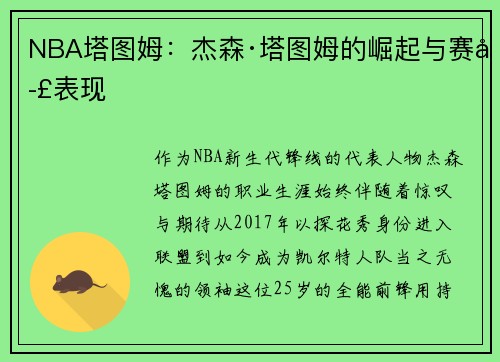 NBA塔图姆：杰森·塔图姆的崛起与赛季表现